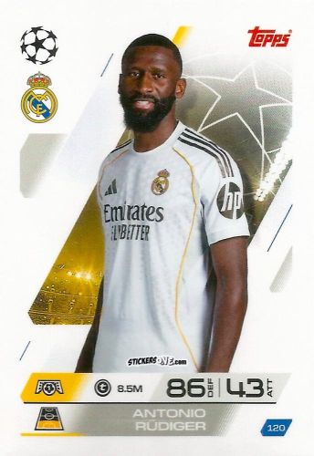Cromo Antonio Rüdiger - UEFA Champions League & Europa League 2025-2026. Match Attax
 n. 120 - Topps