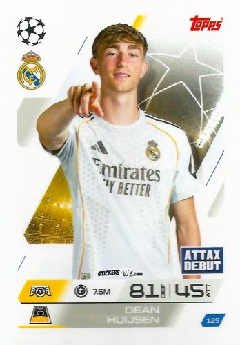 Sticker Dean Huijsen - UEFA Champions League & Europa League 2025-2026. Match Attax
 n. 125 - Topps