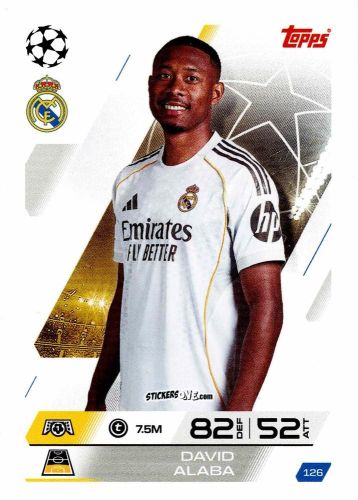 Sticker David Alaba - UEFA Champions League & Europa League 2025-2026. Match Attax
 n. 126 - Topps
