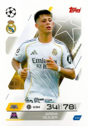 Cromo Arda Güler - UEFA Champions League & Europa League 2025-2026. Match Attax
 n. 131 - Topps