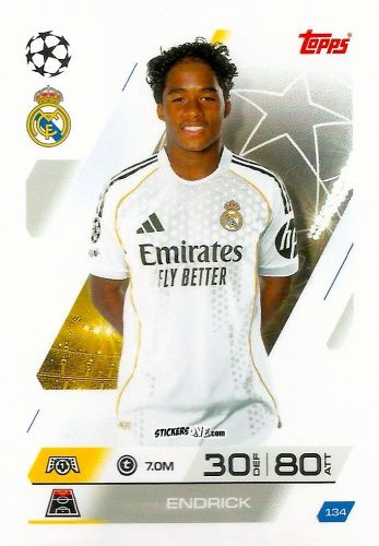 Figurina Endrick - UEFA Champions League & Europa League 2025-2026. Match Attax
 n. 134 - Topps