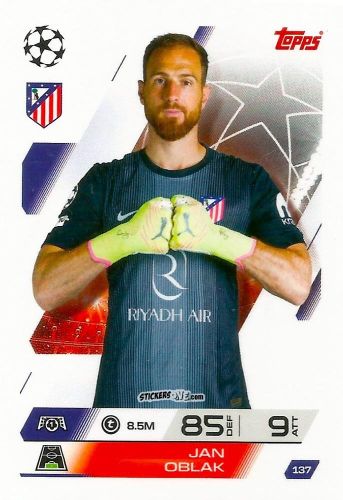 Sticker Jan Oblak - UEFA Champions League & Europa League 2025-2026. Match Attax
 n. 137 - Topps
