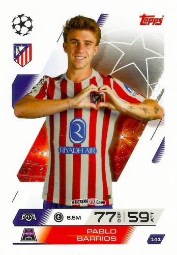 Sticker Pablo Barrios - UEFA Champions League & Europa League 2025-2026. Match Attax
 n. 141 - Topps