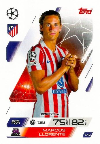 Sticker Marcos Llorente - UEFA Champions League & Europa League 2025-2026. Match Attax
 n. 142 - Topps