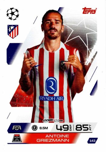 Sticker Antoine Griezmann - UEFA Champions League & Europa League 2025-2026. Match Attax
 n. 143 - Topps