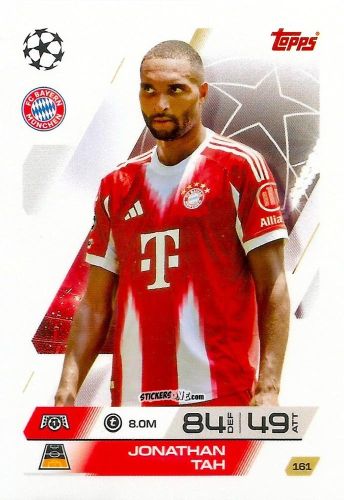 Sticker Jonathan Tah - UEFA Champions League & Europa League 2025-2026. Match Attax
 n. 161 - Topps