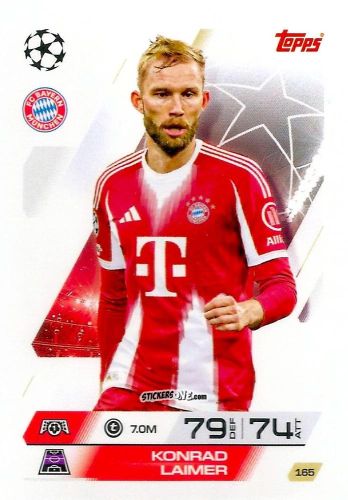 Sticker Konrad Laimer - UEFA Champions League & Europa League 2025-2026. Match Attax
 n. 165 - Topps