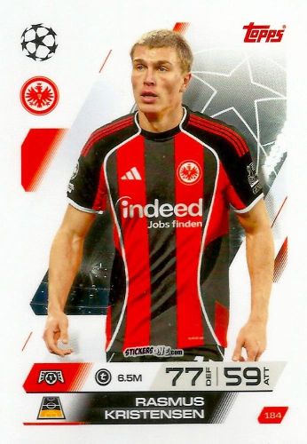 Sticker Rasmus Kristensen - UEFA Champions League & Europa League 2025-2026. Match Attax
 n. 184 - Topps