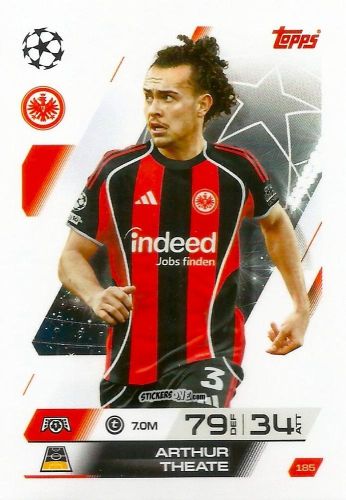 Sticker Arthur Theate - UEFA Champions League & Europa League 2025-2026. Match Attax
 n. 185 - Topps