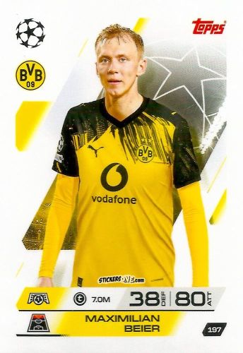 Sticker Maximilian Beier - UEFA Champions League & Europa League 2025-2026. Match Attax
 n. 197 - Topps