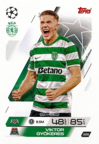 Sticker Viktor Gyökeres - UEFA Champions League & Europa League 2025-2026. Match Attax
 n. 205 - Topps