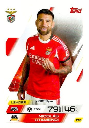 Figurina Nicolas Otamendi - UEFA Champions League & Europa League 2025-2026. Match Attax
 n. 210 - Topps