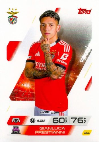 Figurina Gianluca Prestianni - UEFA Champions League & Europa League 2025-2026. Match Attax
 n. 211 - Topps