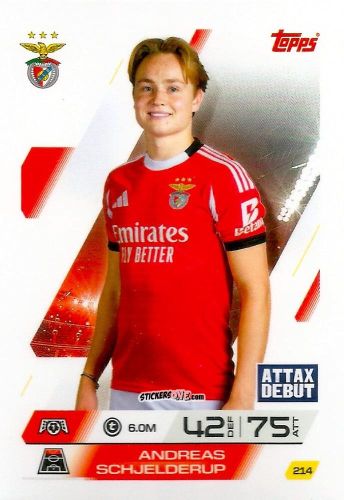Figurina Andreas Schjelderup - UEFA Champions League & Europa League 2025-2026. Match Attax
 n. 214 - Topps