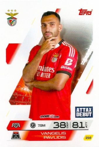Sticker Vangelis Pavlidis - UEFA Champions League & Europa League 2025-2026. Match Attax
 n. 216 - Topps