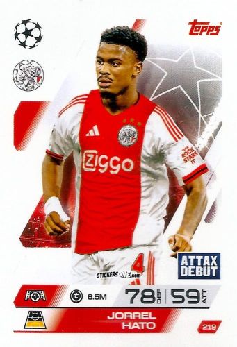 Sticker Jorrel Hato - UEFA Champions League & Europa League 2025-2026. Match Attax
 n. 219 - Topps