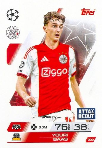 Sticker Youri Baas - UEFA Champions League & Europa League 2025-2026. Match Attax
 n. 220 - Topps