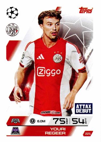 Sticker Youri Regeer - UEFA Champions League & Europa League 2025-2026. Match Attax
 n. 221 - Topps