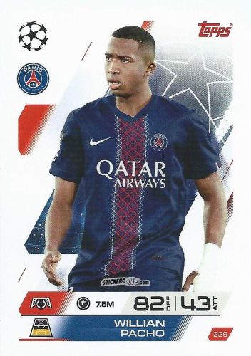 Sticker Willian Pacho - UEFA Champions League & Europa League 2025-2026. Match Attax
 n. 229 - Topps