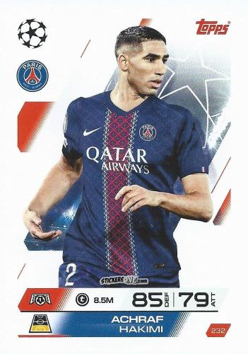 Figurina Achraf Hakimi - UEFA Champions League & Europa League 2025-2026. Match Attax
 n. 232 - Topps