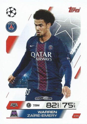 Sticker Warren Zaïre-Emery - UEFA Champions League & Europa League 2025-2026. Match Attax
 n. 235 - Topps