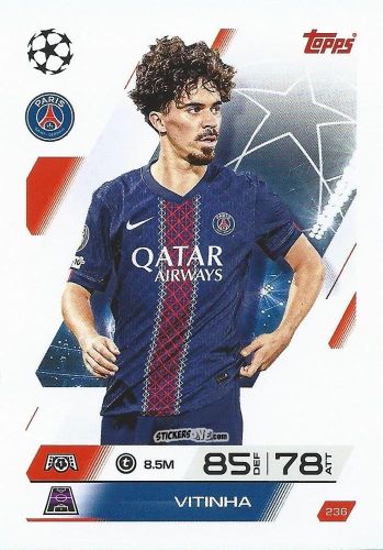 Cromo Vitinha - UEFA Champions League & Europa League 2025-2026. Match Attax
 n. 236 - Topps