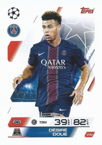 Cromo Désiré Doué - UEFA Champions League & Europa League 2025-2026. Match Attax
 n. 239 - Topps