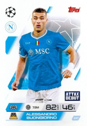 Cromo Alessandro Buongiorno - UEFA Champions League & Europa League 2025-2026. Match Attax
 n. 247 - Topps