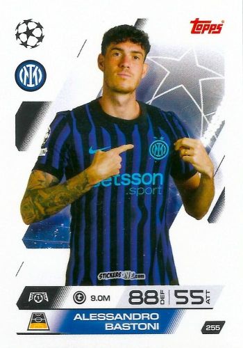 Sticker Alessandro Bastoni - UEFA Champions League & Europa League 2025-2026. Match Attax
 n. 255 - Topps