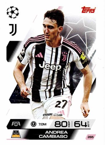 Cromo Andrea Cambiaso - UEFA Champions League & Europa League 2025-2026. Match Attax
 n. 265 - Topps