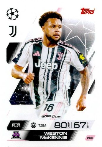 Cromo Weston McKennie - UEFA Champions League & Europa League 2025-2026. Match Attax
 n. 268 - Topps