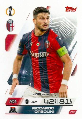Cromo Riccardo Orsolini - UEFA Champions League & Europa League 2025-2026. Match Attax
 n. 278 - Topps