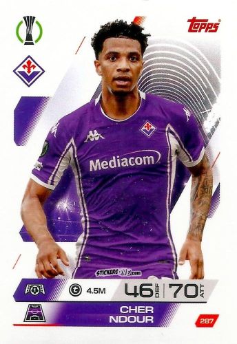 Sticker Cher Ndour - UEFA Champions League & Europa League 2025-2026. Match Attax
 n. 287 - Topps