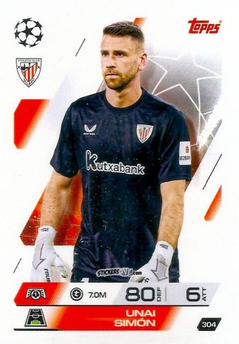 Figurina Unai Simón - UEFA Champions League & Europa League 2025-2026. Match Attax
 n. 304 - Topps