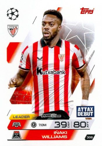 Figurina Iñaki Williams - UEFA Champions League & Europa League 2025-2026. Match Attax
 n. 306 - Topps