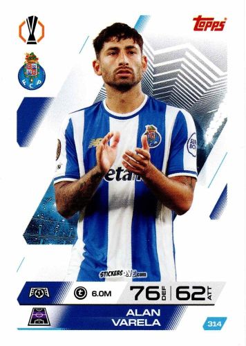 Cromo Alan Varela - UEFA Champions League & Europa League 2025-2026. Match Attax
 n. 314 - Topps