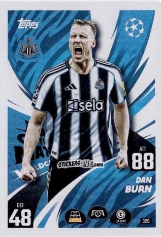 Sticker Dan Burn - UEFA Champions League & Europa League 2025-2026. Match Attax
 n. 320 - Topps