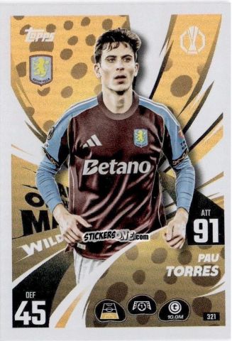 Sticker Pau Torres - UEFA Champions League & Europa League 2025-2026. Match Attax
 n. 321 - Topps