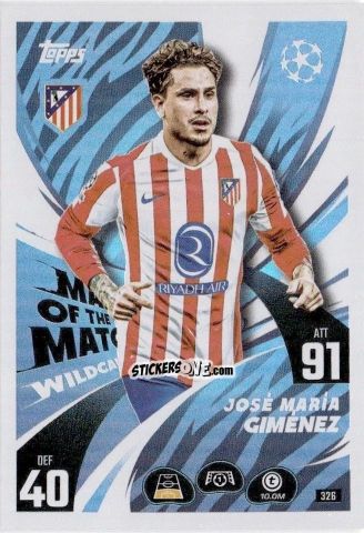 Cromo José María Giménez - UEFA Champions League & Europa League 2025-2026. Match Attax
 n. 326 - Topps