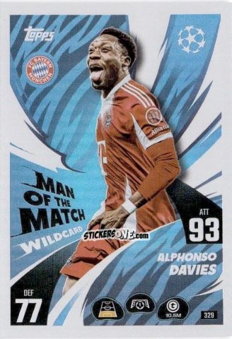 Cromo Alphonso Davies - UEFA Champions League & Europa League 2025-2026. Match Attax
 n. 329 - Topps