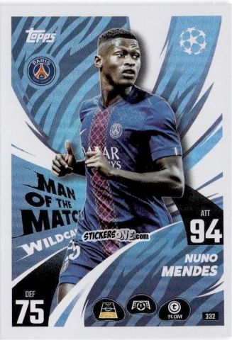 Sticker Nuno Mendes - UEFA Champions League & Europa League 2025-2026. Match Attax
 n. 332 - Topps