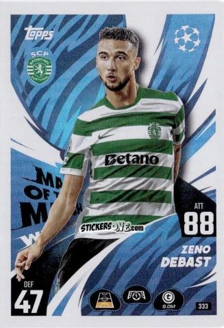 Sticker Zeno Debast - UEFA Champions League & Europa League 2025-2026. Match Attax
 n. 333 - Topps