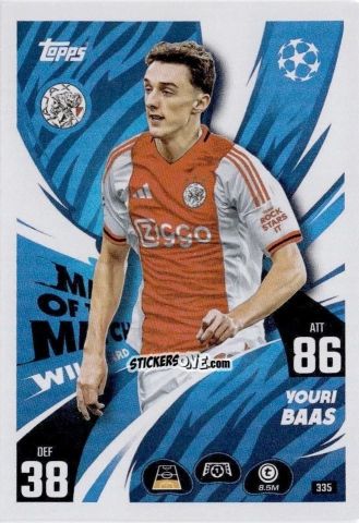 Cromo Youri Baas - UEFA Champions League & Europa League 2025-2026. Match Attax
 n. 335 - Topps