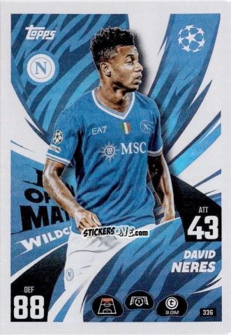 Figurina David Neres - UEFA Champions League & Europa League 2025-2026. Match Attax
 n. 336 - Topps