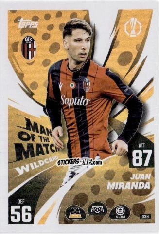 Sticker Juan Miranda - UEFA Champions League & Europa League 2025-2026. Match Attax
 n. 339 - Topps