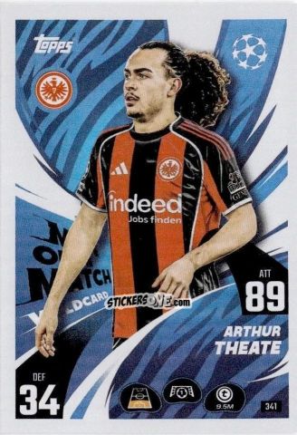 Sticker Arthur Theate - UEFA Champions League & Europa League 2025-2026. Match Attax
 n. 341 - Topps