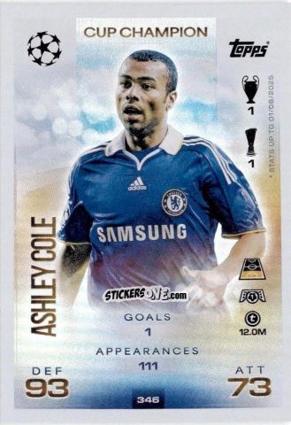 Sticker Ashley Cole - UEFA Champions League & Europa League 2025-2026. Match Attax
 n. 346 - Topps