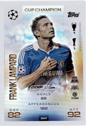 Figurina Frank Lampard - UEFA Champions League & Europa League 2025-2026. Match Attax
 n. 347 - Topps
