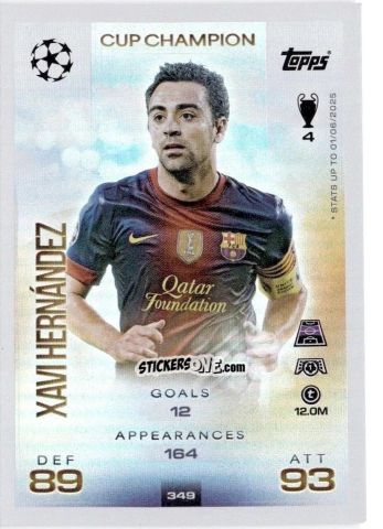 Sticker Xavi Hernández - UEFA Champions League & Europa League 2025-2026. Match Attax
 n. 349 - Topps