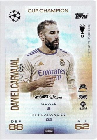 Sticker Daniel Carvajal - UEFA Champions League & Europa League 2025-2026. Match Attax
 n. 352 - Topps